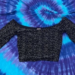 American Apparel Cali Fun And Sun Black Velvet Crop Top M